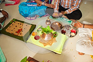 Closeup of an ritual in an Indian tradition