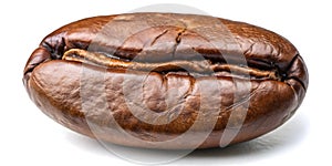 Closeup of a roasted coffee bean isolated on white background photo