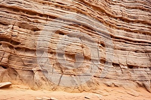 closeup of rock formation details on a desert cliff face