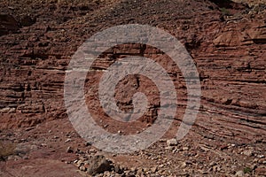 Closeup of rocks in Red Canyon, Geological nature park, near Eilat, Israel