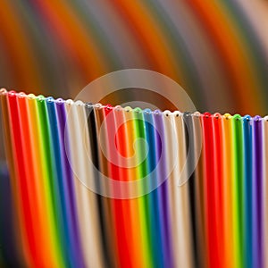 Closeup of Roll of Colorful Connecting Wire Strip in the Lab