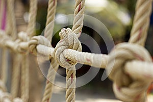 Closeup rope net for children toy in playground