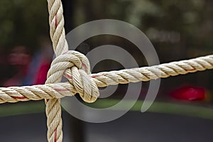 Closeup rope net for children toy in playground