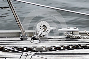 Closeup of Ropes and details on a sailboat