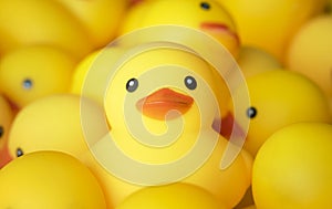 Closeup of rubber duckies baby bath