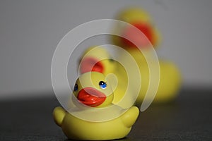 Closeup of rubber duckies