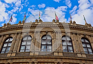 Closeup of Rudolfinum in Prague