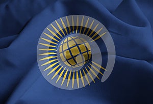 Closeup of Ruffled Commonwealth Flag, Commonwealth Flag Blowing in Wind