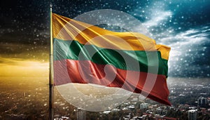 Lithuania Flag Waving on the wind
