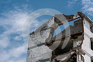 Closeup of a demolished appartment