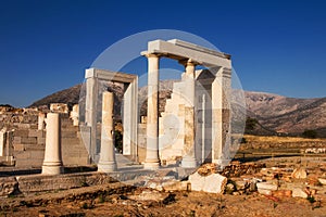 Closeup of the ruins of temple of Demeter on Naxos island, Greece photo