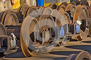 Closeup of rusty train wheels