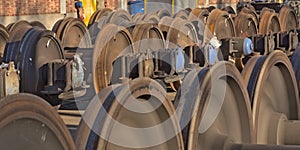 Closeup of rusty train wheels