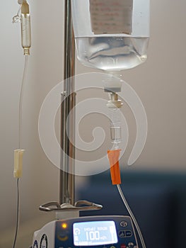 Saline Drip control machine in ward at the hospital