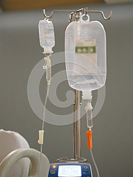 Saline Drip control machine in ward at the hospital