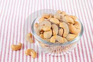 Closeup of salted cashews nuts