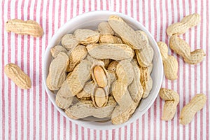 Closeup of salted groundnuts