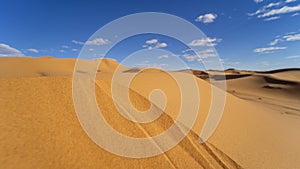 Closeup of sand in the desert of Merzouga, Morocco