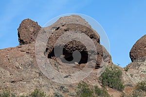 A closeup of the sandstone butte in Arizona