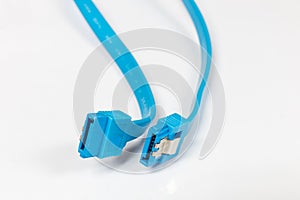 Closeup SATA Data Cable on a White Background.
