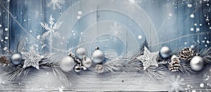 Closeup scene of snow ornaments in a romanticism setting