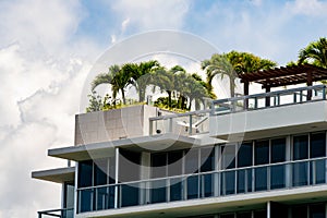 Closeup section of a Miami Beach condominium with concrete damage erosion