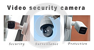 security cameras of security - collage with text photo
