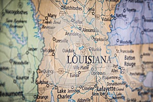 Selective Focus Of Louisiana State On A Geographical And Political State Map Of The USA photo