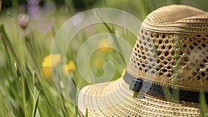 A closeup of a sensor embedded in a hat monitoring the wearers exposure to pollen levels and sending alerts for photo