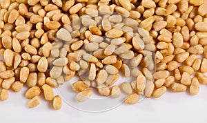 Closeup of shelled pine nuts