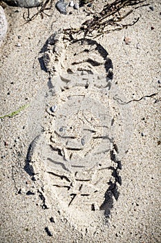 Closeup of a shoeprint photo