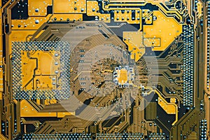 Closeup shoot of the microchip on circuit board