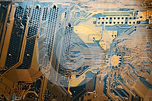 Closeup shoot of the microchip on circuit board