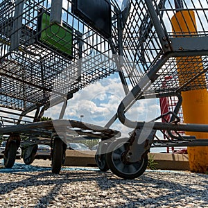 Closeup Shopping Cart Wheels