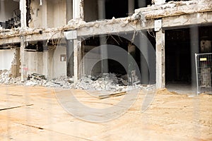 Closeup shot of an abandoned building structure in ruins