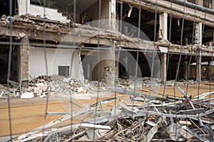 Closeup shot of an abandoned and damaged building structure