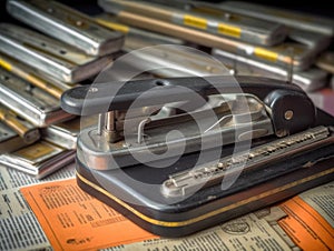 Stapler and documents ready to be stapled