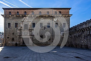 A closeup shot of ancient Escoriaza-Esquivel Palace in Vitoria Gasteiz