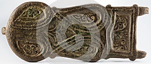 Closeup shot of an ancient Visigoth belt buckle photo