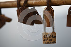 Closeup shot of antique locks on white background