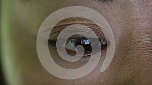 Closeup shot of asian female eye surfing internet