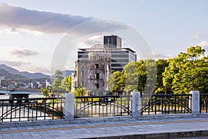 Closeup shot of the Atomic Bomb Dome in Hiroshima, Japan