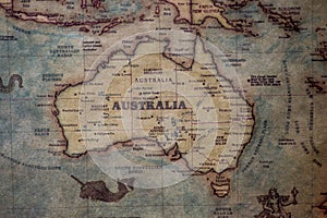 Closeup shot of Australia on the desk globe