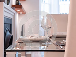 Closeup shot of a beautiful dining table setup in a modern apartment