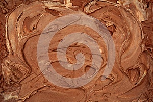 Closeup shot of beige brown chocolate ice cream texture