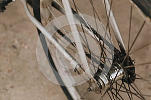 Closeup shot of bicycle wheel spokes
