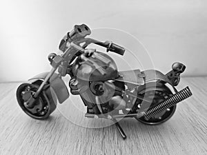 Closeup shot of a bike toy isolated on a gry background