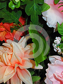 Closeup shot of a bouquet of artificial flowers