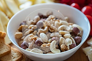 Closeup shot of a bowl of mixed nuts