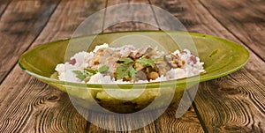 Closeup shot of a bowl of rice with beans and chicken liver